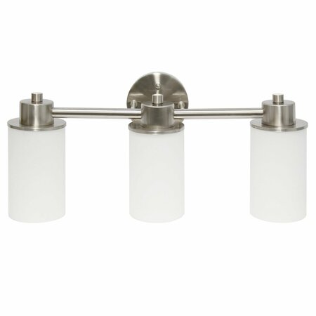 LALIA HOME Three Light Metal and Opaque White Glass Shade Vanity Wall Mounted Fixture, Brushed Nickel LHV-1004-BN